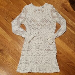 Umgee Cream Lace Long Sleeve Dress